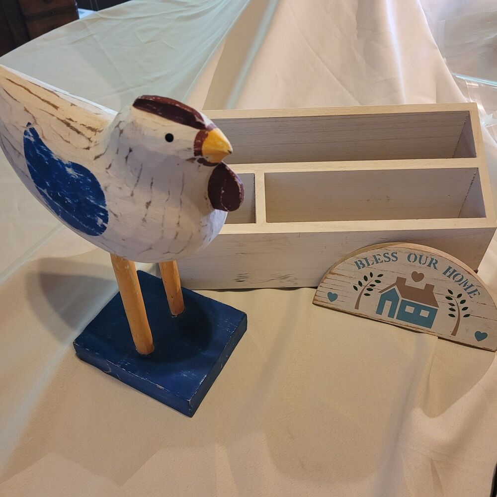 Wood Home Decor, Tall Chicken, Organizer Box, Home Accent